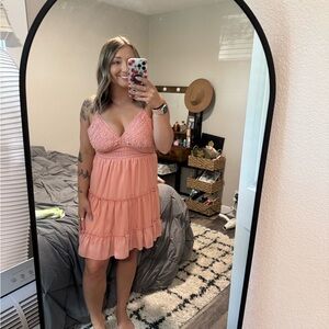 Peach Lace Summer Dress